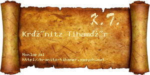 Kránitz Tihamér névjegykártya